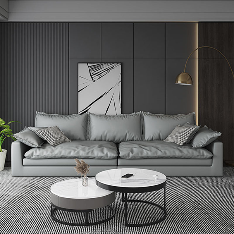 29.53" H Faux Leather Square Arm Modern Sofa with Cushions for Living Room