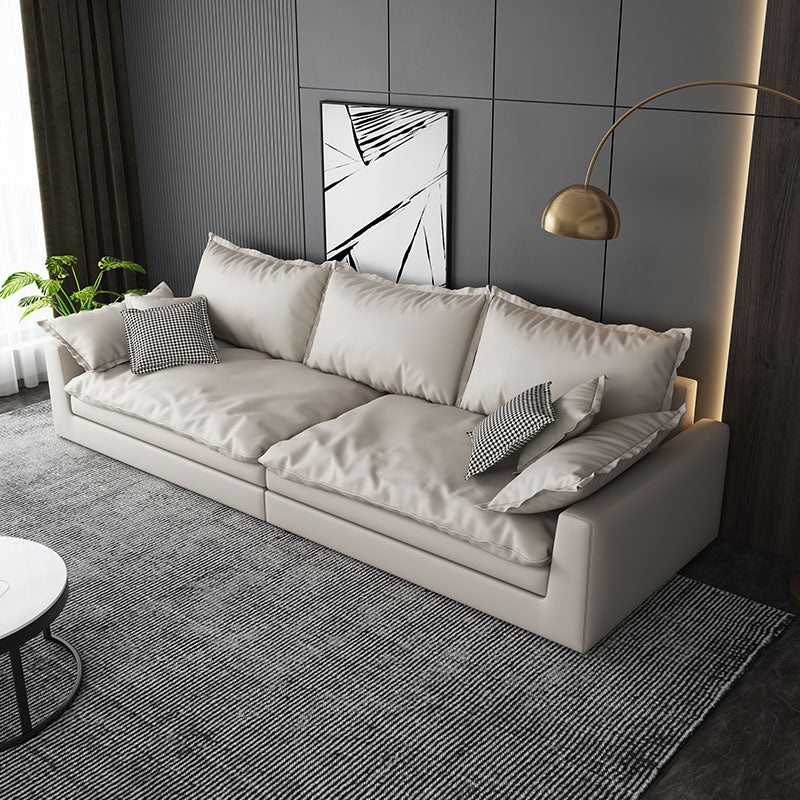 29.53" H Faux Leather Square Arm Modern Sofa with Cushions for Living Room