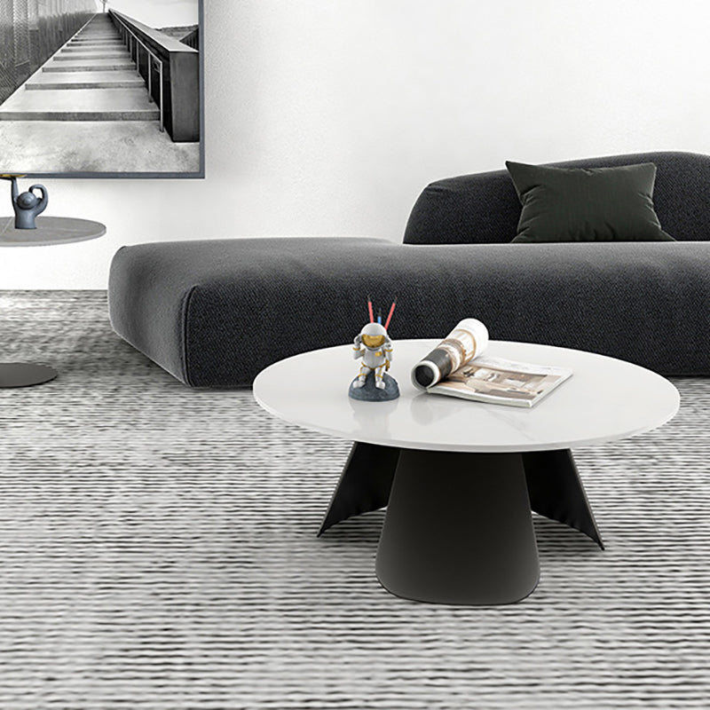 Slate and Metal Round 3 Legs Coffee Table Modern Table for Living Room