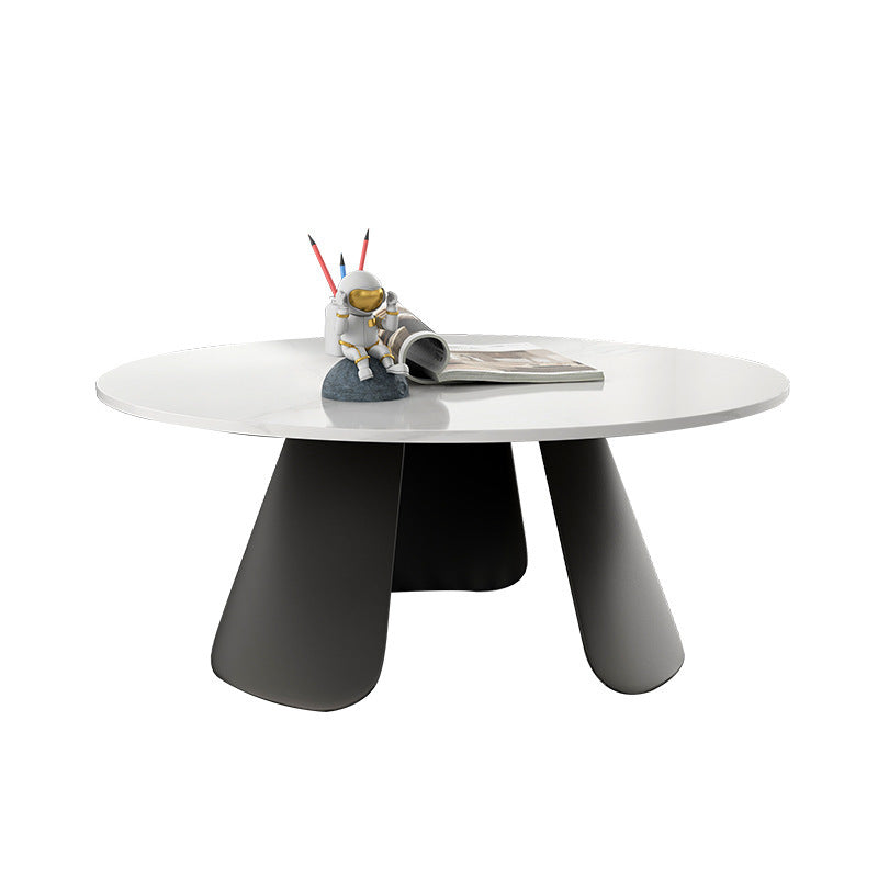 Slate and Metal Round 3 Legs Coffee Table Modern Table for Living Room