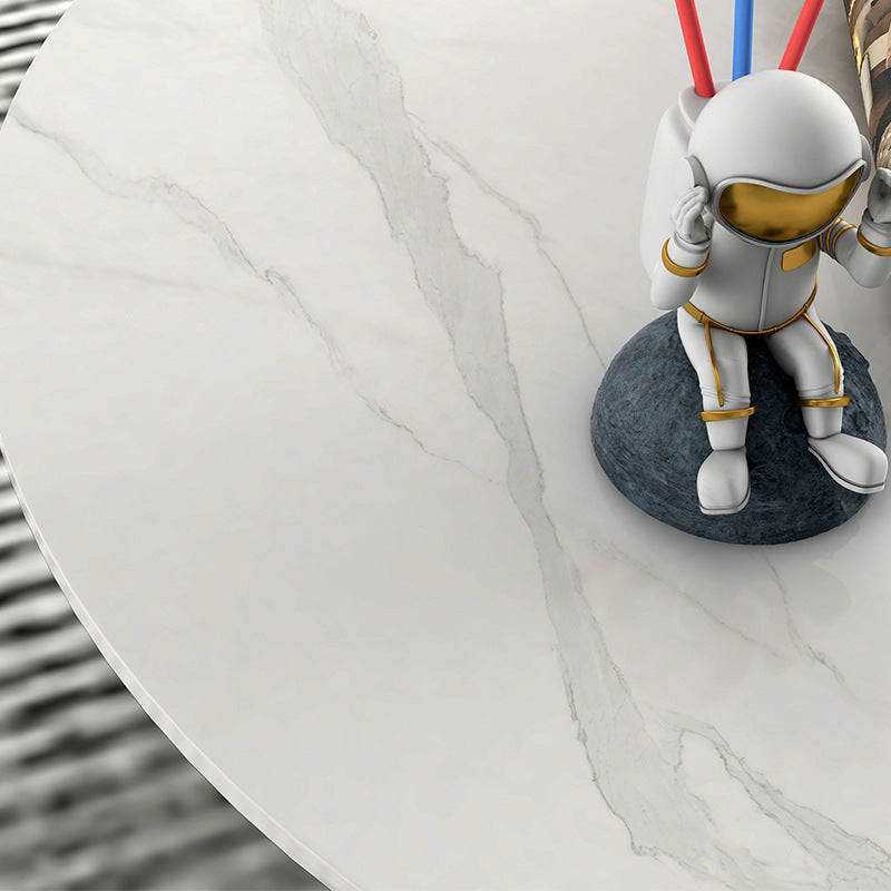 Slate and Metal Round 3 Legs Coffee Table Modern Table for Living Room