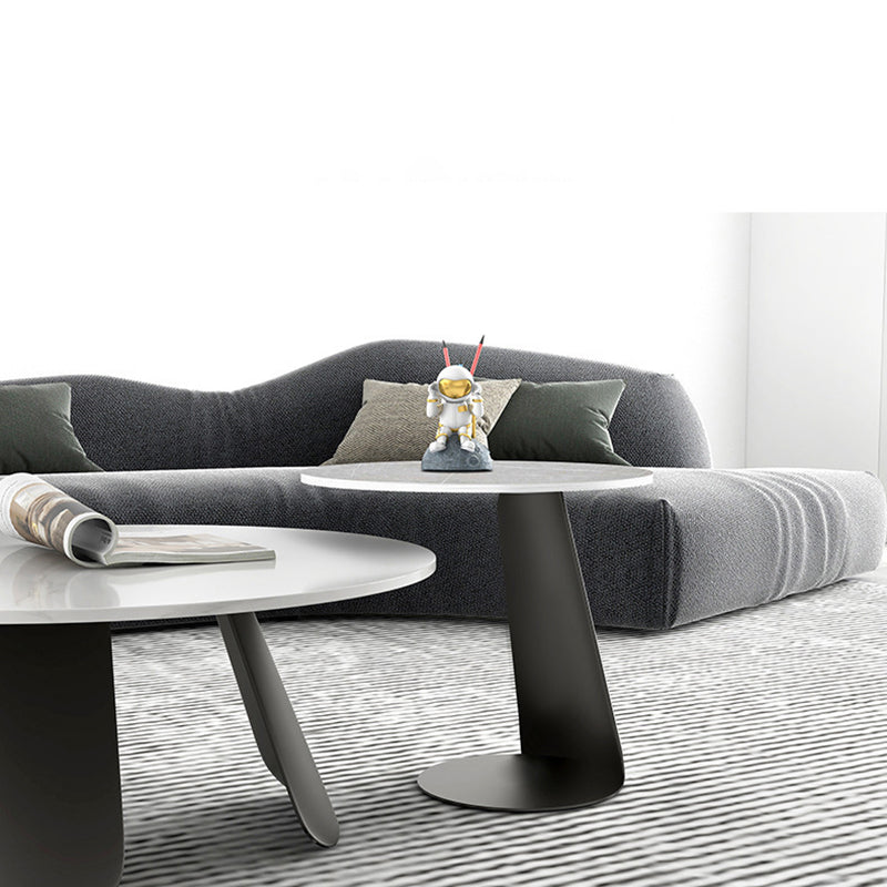 Slate and Metal Round 3 Legs Coffee Table Modern Table for Living Room