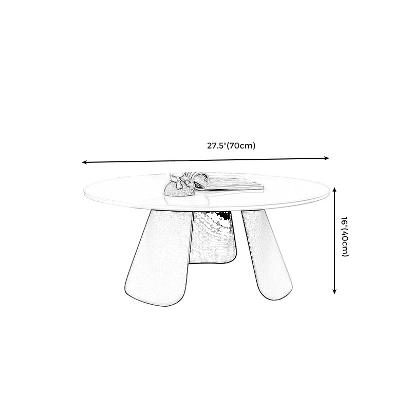 Slate and Metal Round 3 Legs Coffee Table Modern Table for Living Room