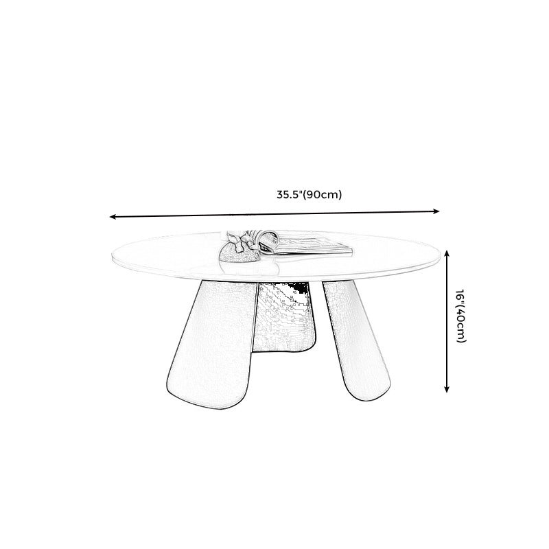 Slate and Metal Round 3 Legs Coffee Table Modern Table for Living Room