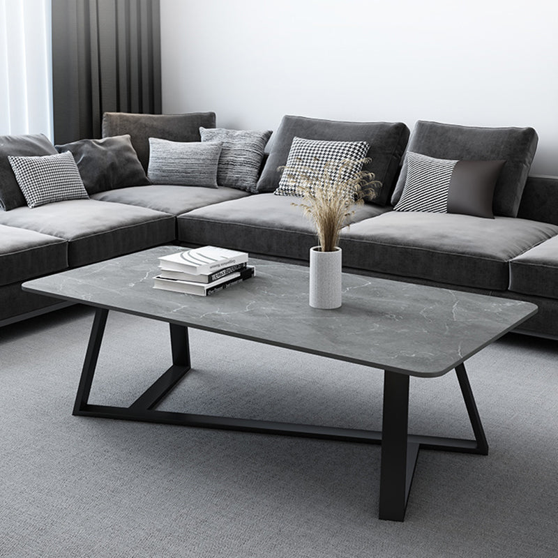 Trestle Marble Cocktail Table Contemporary Rectangular Coffee Table