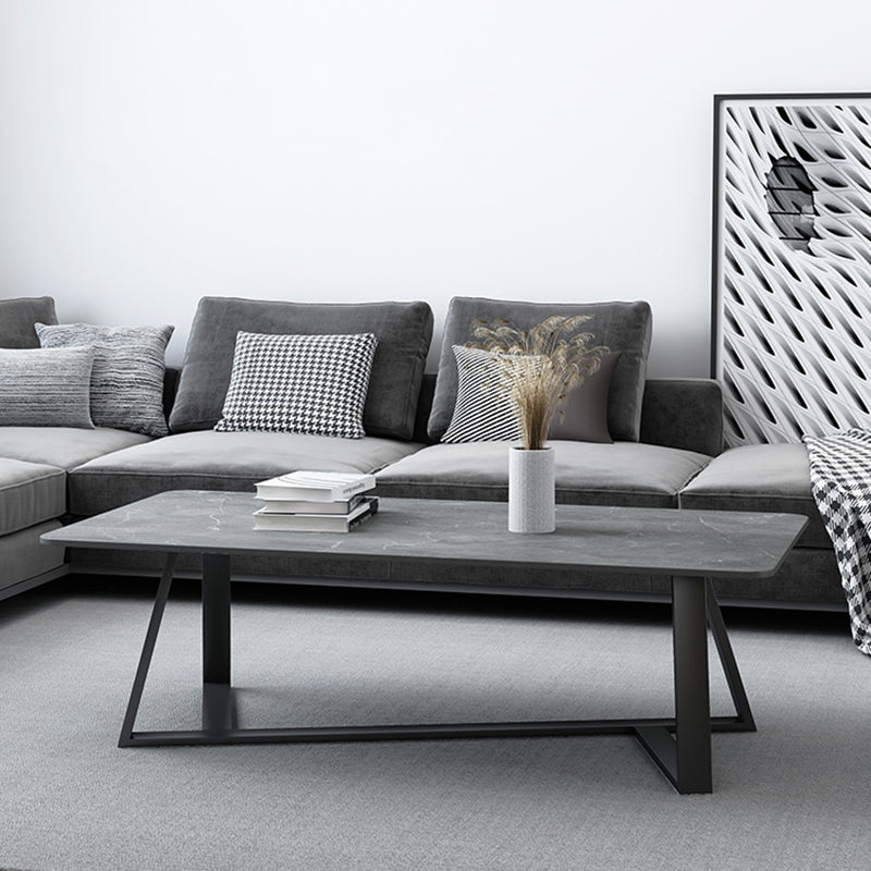Trestle Marble Cocktail Table Contemporary Rectangular Coffee Table