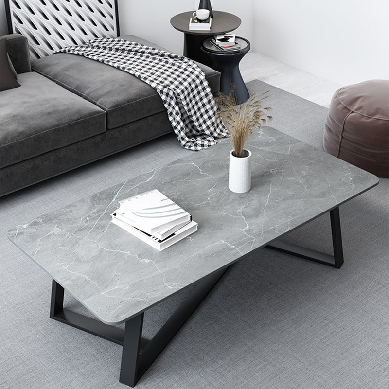Trestle Marble Cocktail Table Contemporary Rectangular Coffee Table