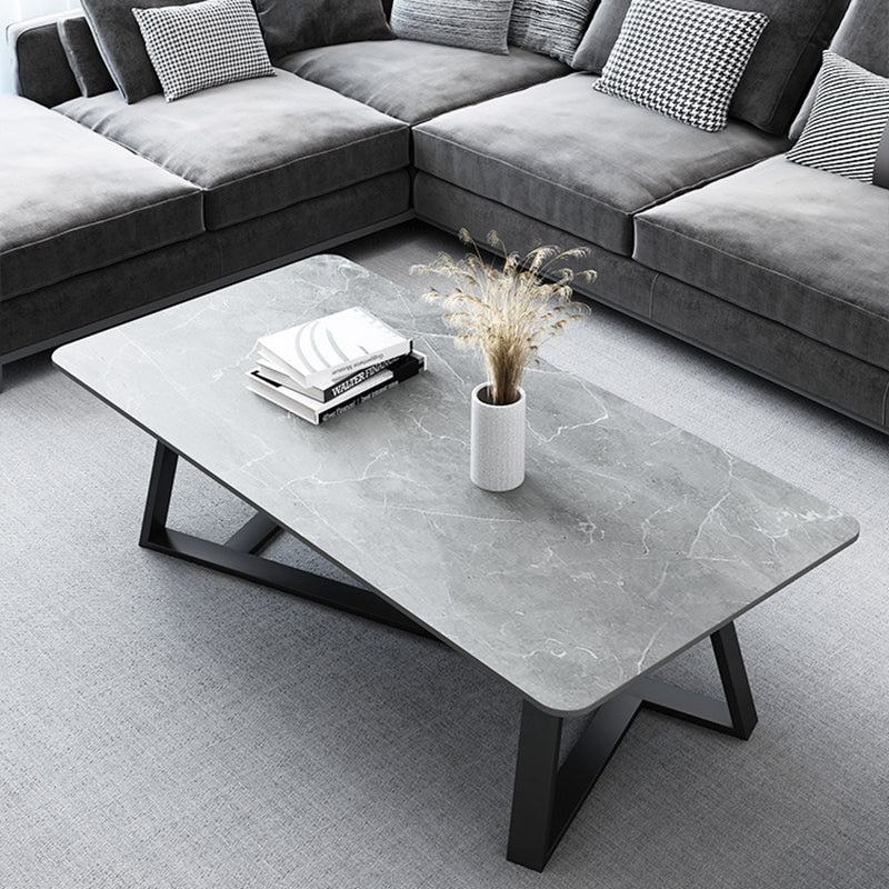 Trestle Marble Cocktail Table Contemporary Rectangular Coffee Table