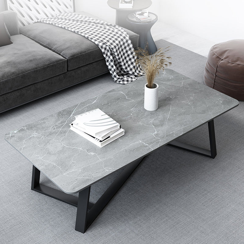 Trestle Marble Cocktail Table Contemporary Rectangular Coffee Table