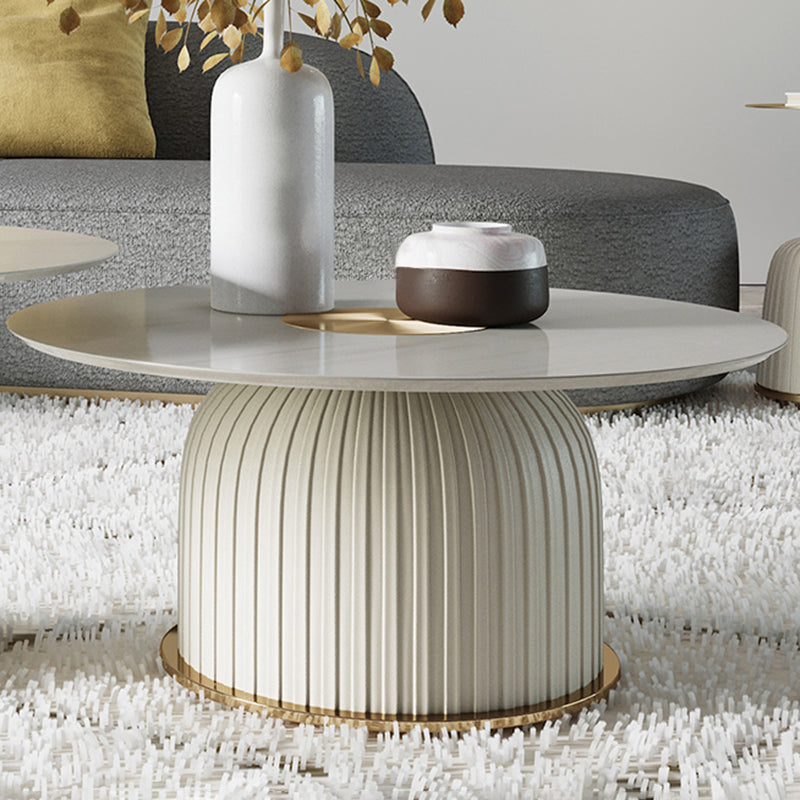 Ceramic Veneer Material Round Metal Material Modern Style Coffee Table