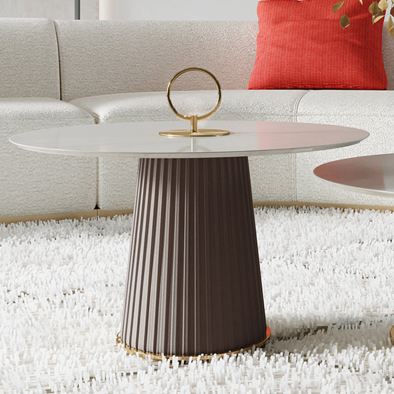 Ceramic Veneer Material Round Metal Material Modern Style Coffee Table