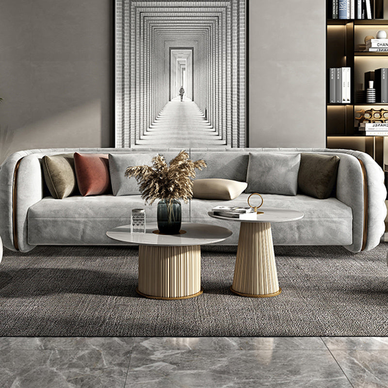 Ceramic Veneer Material Round Metal Material Modern Style Coffee Table