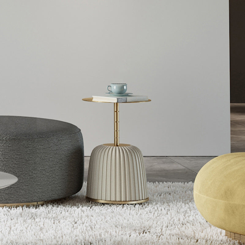 Ceramic Veneer Material Round Metal Material Modern Style Coffee Table