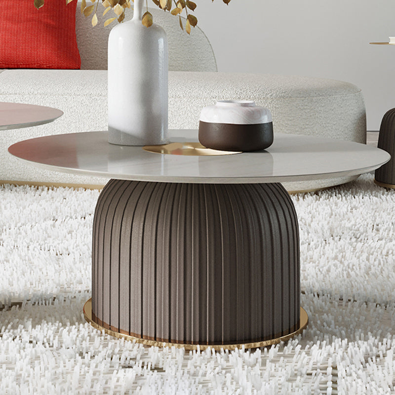 Ceramic Veneer Material Round Metal Material Modern Style Coffee Table