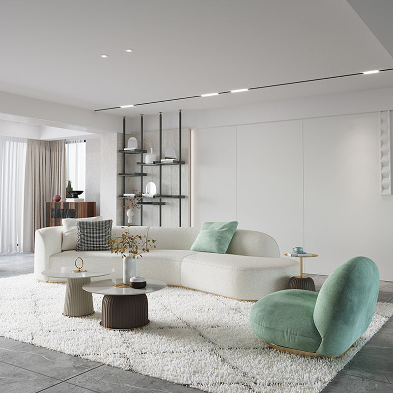 Ceramic Veneer Material Round Metal Material Modern Style Coffee Table