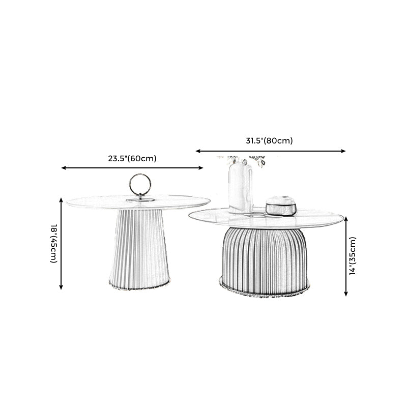 Ceramic Veneer Material Round Metal Material Modern Style Coffee Table