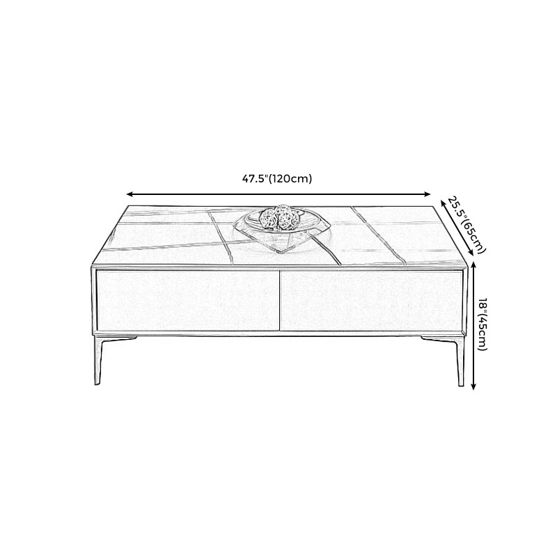 Modern Style Black Coffee Table Made of Round Rock Slab Wood
