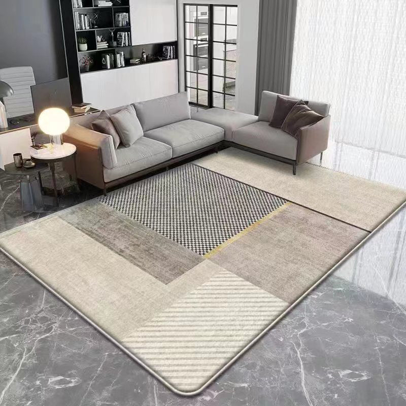 Light Brown Simple Rug Polyester Pattern Area Rug Washable Rug for Home Decor