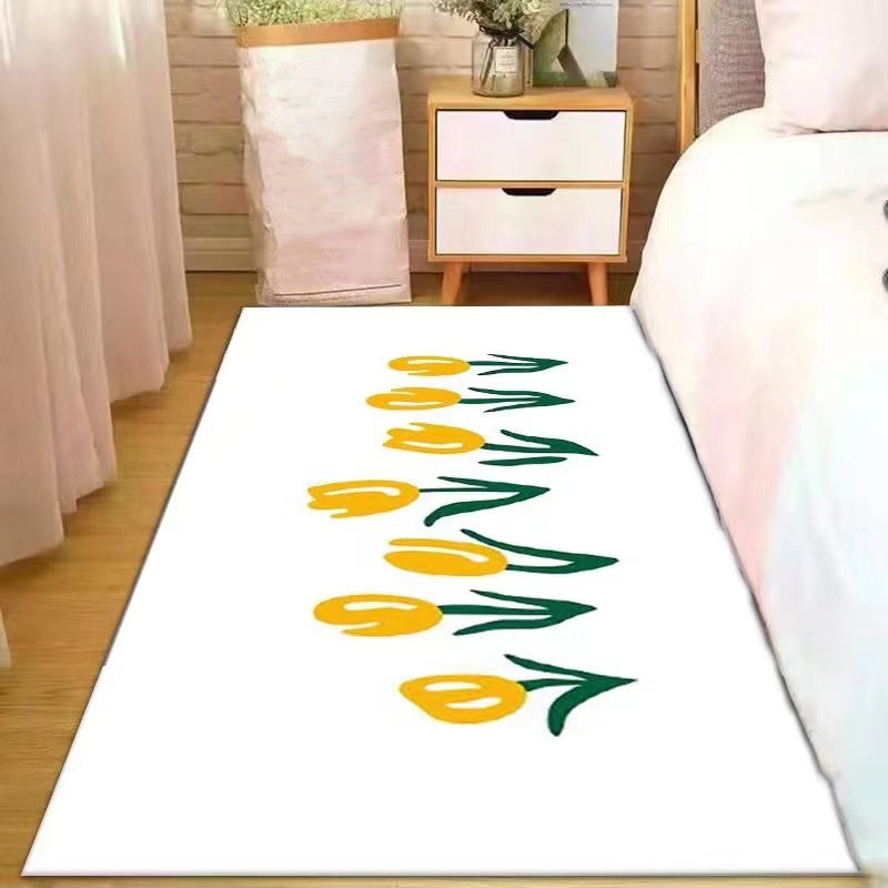 Pink Modern Rug Polyester Chrysanthemum Rug Washable Rug for Drawing Room