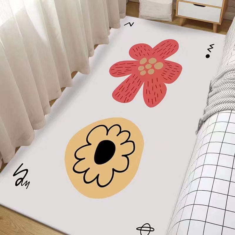 Pink Modern Rug Polyester Chrysanthemum Rug Washable Rug for Drawing Room