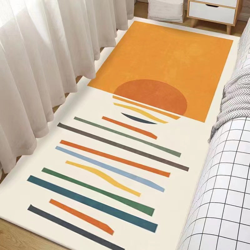 Pink Modern Rug Polyester Chrysanthemum Rug Washable Rug for Drawing Room