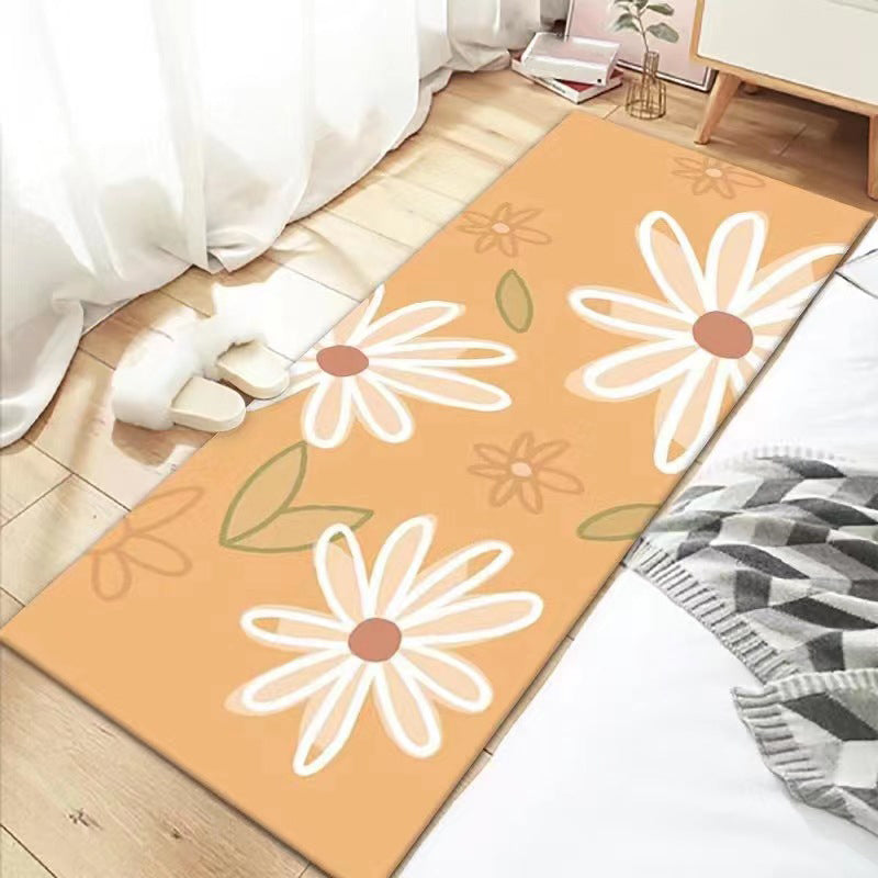Pink Modern Rug Polyester Chrysanthemum Rug Washable Rug for Drawing Room