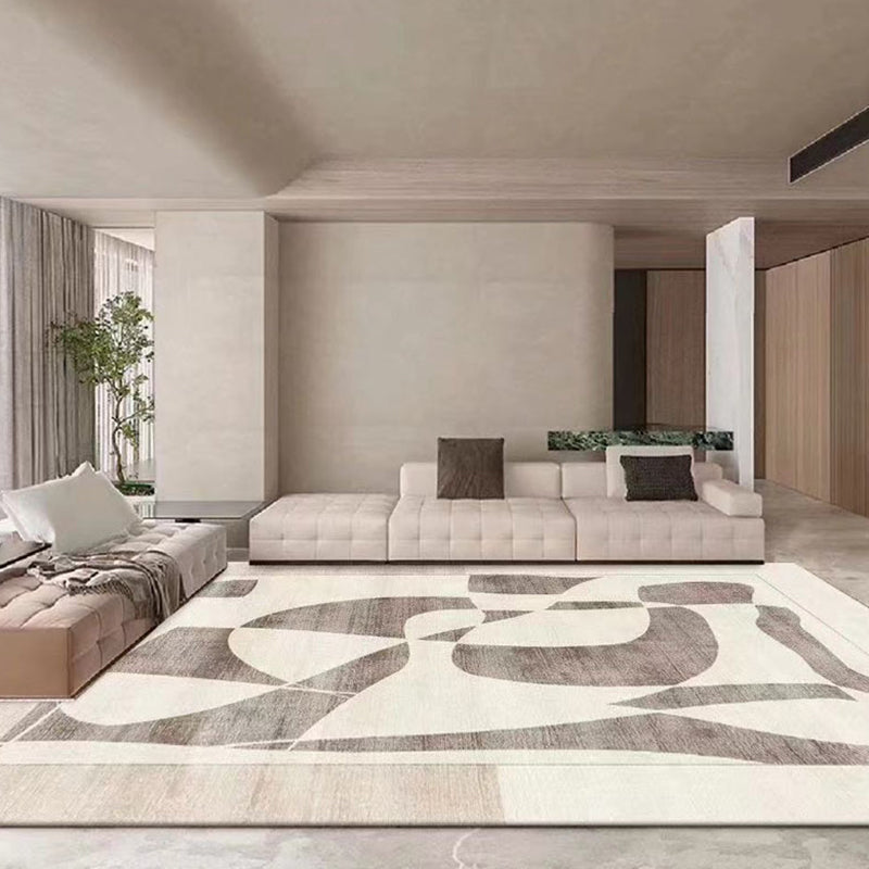 Gray Casual Carpet Polyester Pattern Carpet Non-Slip Backing Carpet for Home Decor