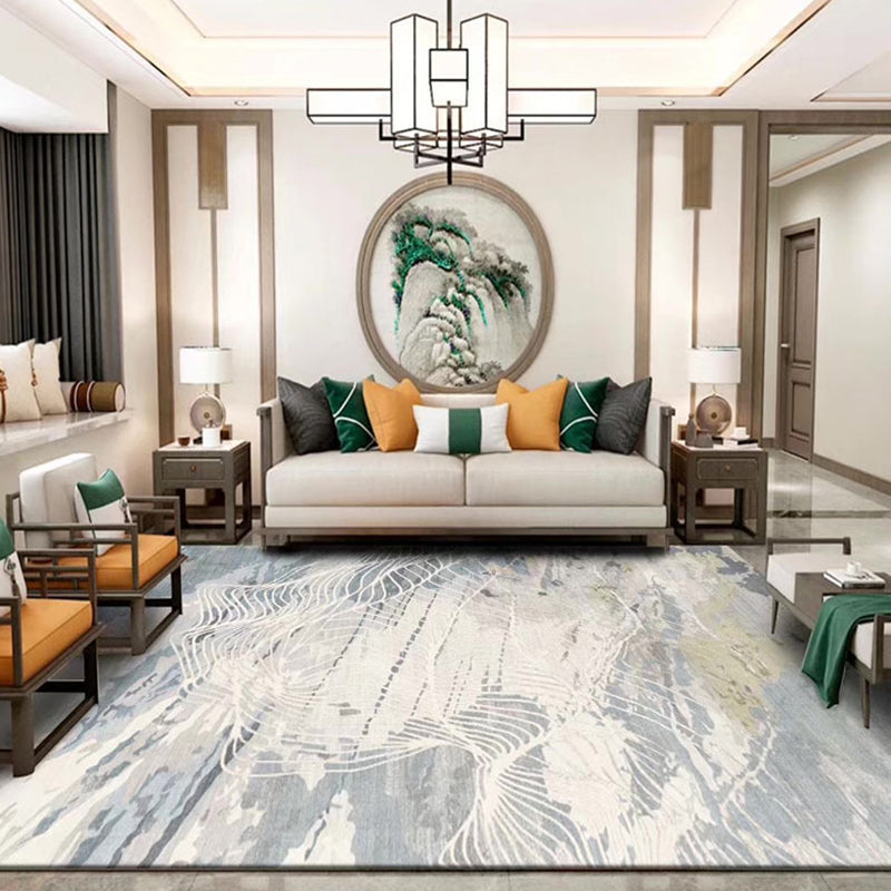 Gray Casual Carpet Polyester Pattern Carpet Non-Slip Backing Carpet for Home Decor