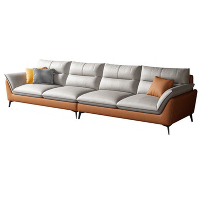 Cream Faux Leather High Back Pillow Top Arm Sofa/Sectional with Stain-Resistant