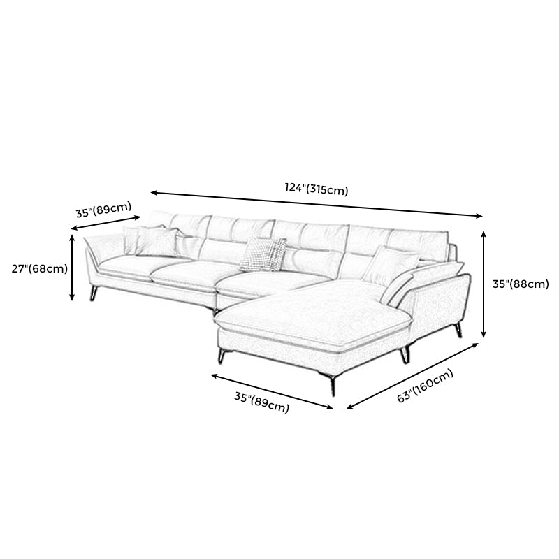 Cream Faux Leather High Back Pillow Top Arm Sofa/Sectional with Stain-Resistant