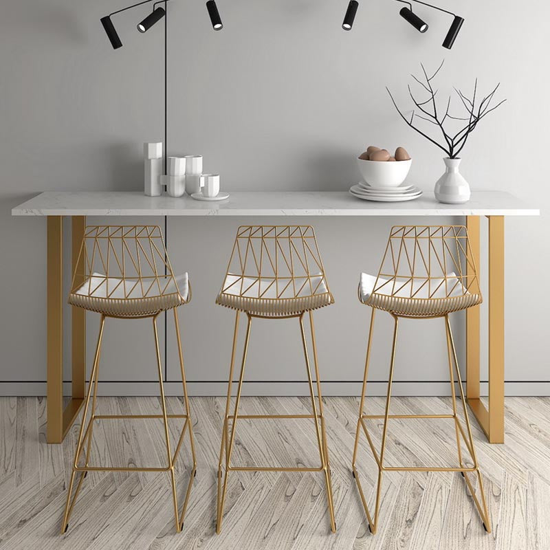 Rectangle Top Glam Bar Table 42-inch Height Gold Pedestal Bistro Table