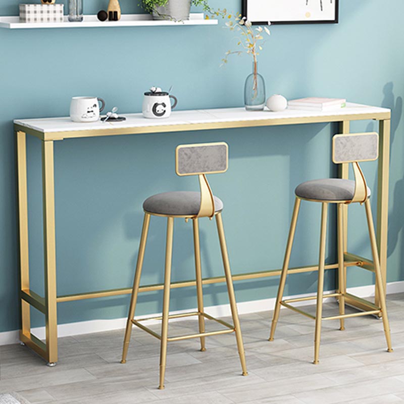 Contemporary Stone Top Bar Table 42-inch Height Iron Pedestal Bistro Table