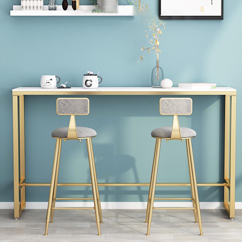 Contemporary Stone Top Bar Table 42-inch Height Iron Pedestal Bistro Table