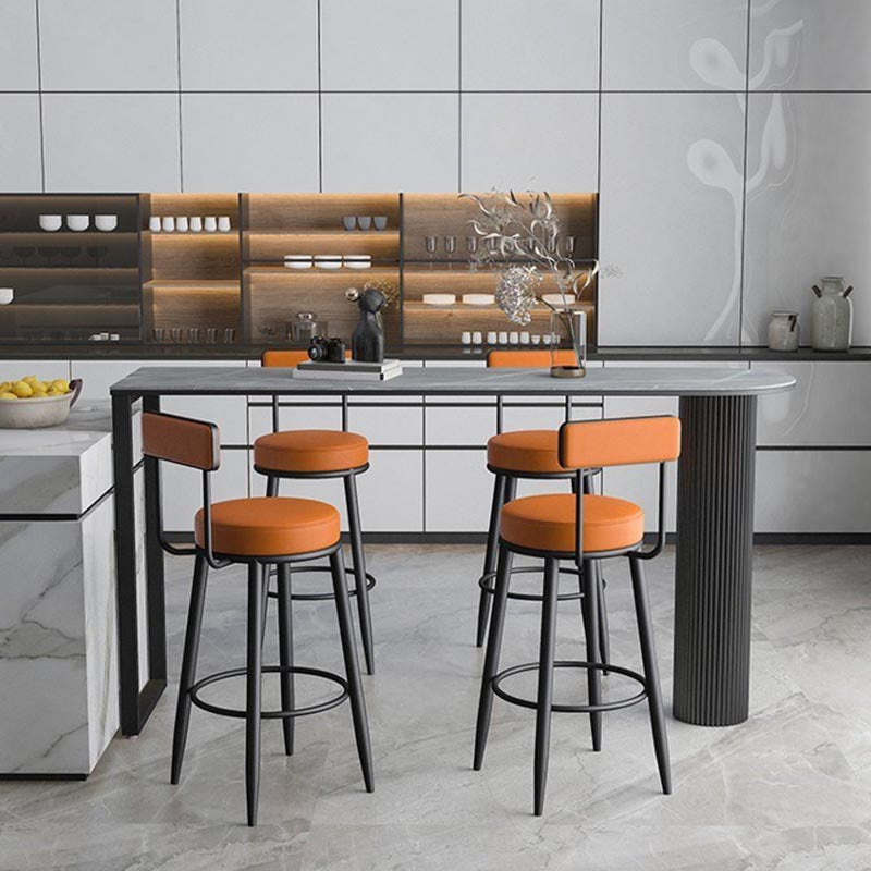 Nordic Style Stone Top Bar Table 42-inch Height Metal Pedestal Bistro Table