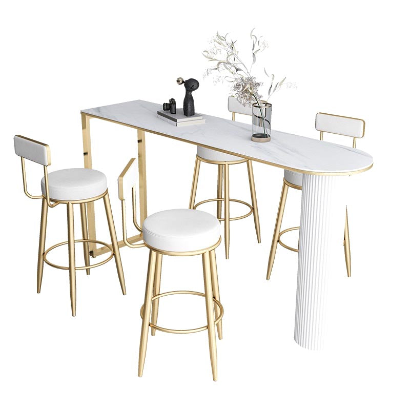 Nordic Style Stone Top Bar Table 42-inch Height Metal Pedestal Bistro Table