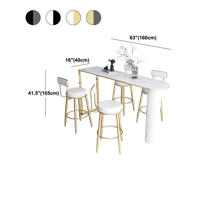 Nordic Style Stone Top Bar Table 42-inch Height Metal Pedestal Bistro Table