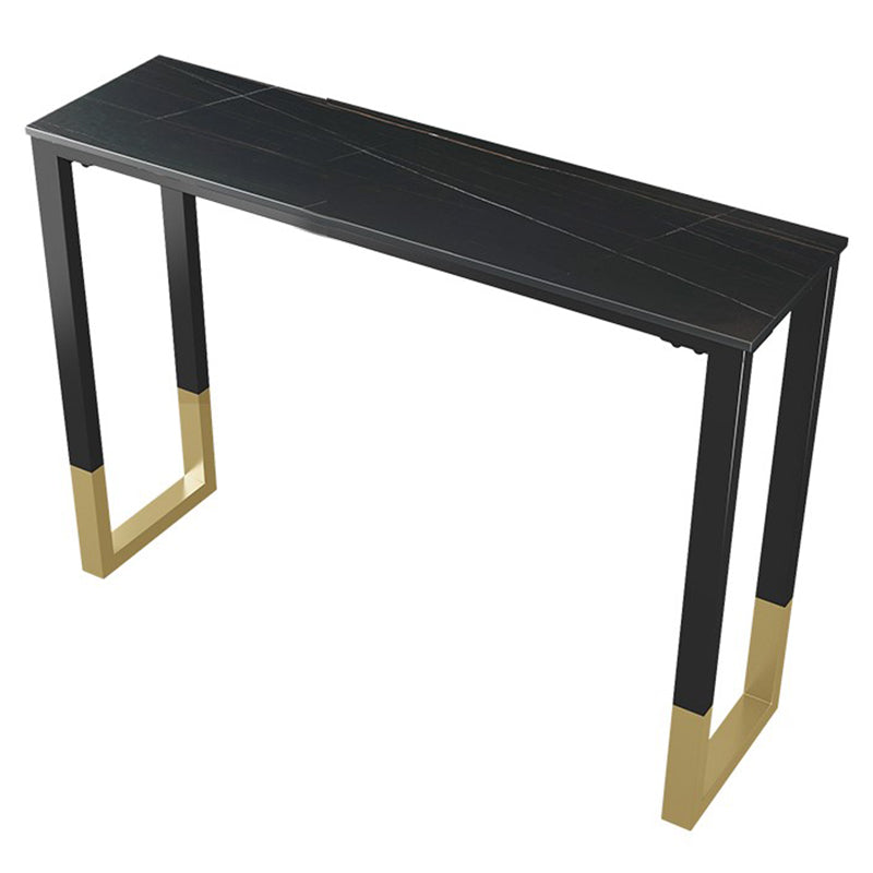 Glam Style Bar Table 42-inch Height Stone Top Bistro Table with Gold Pedestal