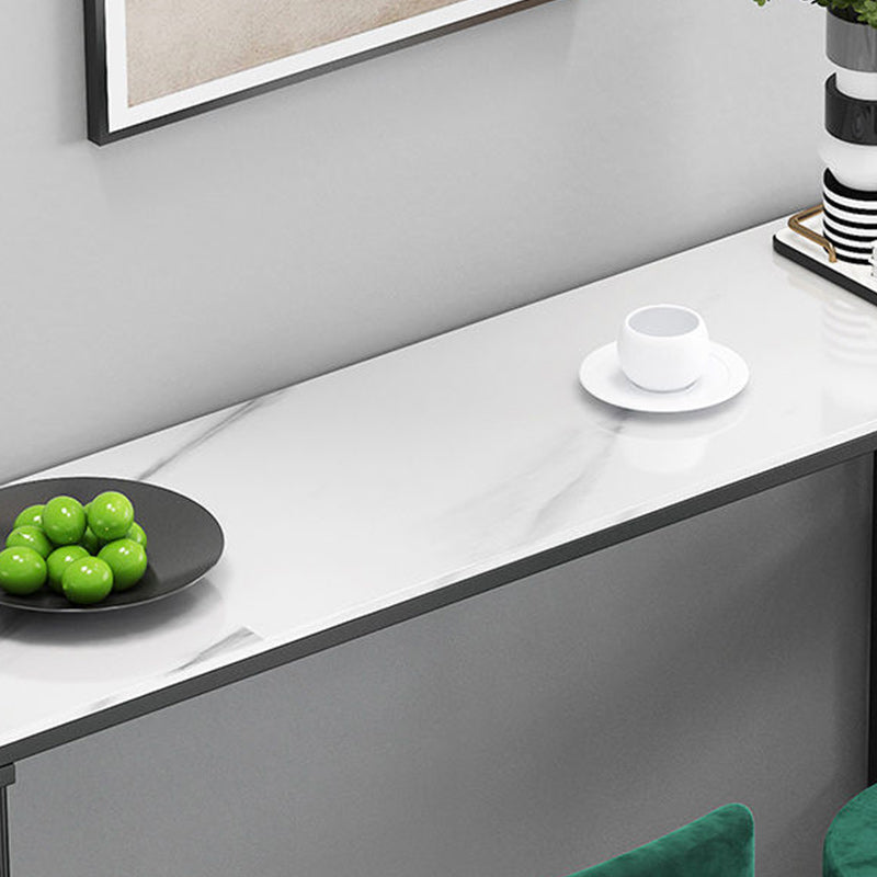 Stone Bar Dining Table Glam Bar Table with Double Pedestal for Living Room Kitchen