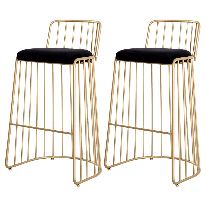 Glam Style Upholstered Bar Stools Armless Low Back Stools with Metal Base
