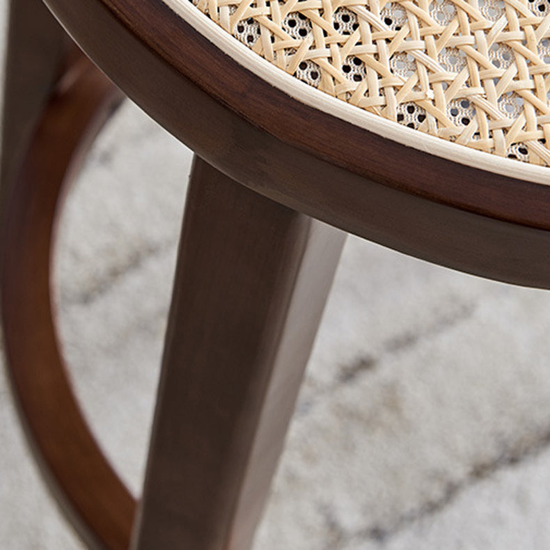 Contemporary Design Solid Wood Bar Stools Wicker Backless Stools