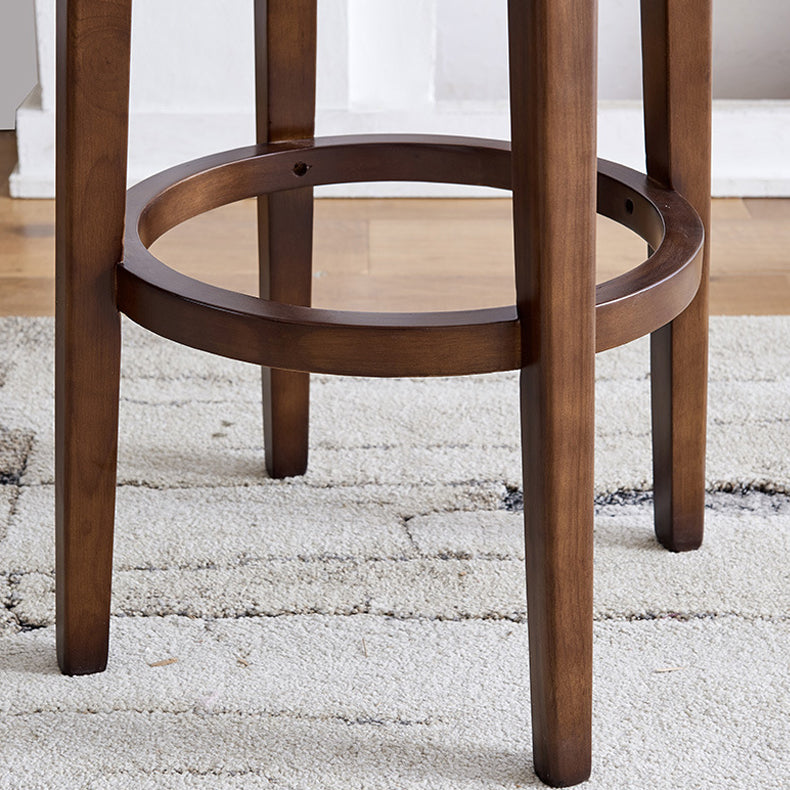 Contemporary Design Solid Wood Bar Stools Wicker Backless Stools