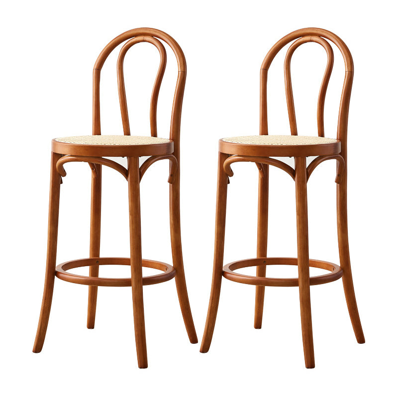 Modern Low Back Bar-stool Round Counter Bar Stool with Wooden Legs