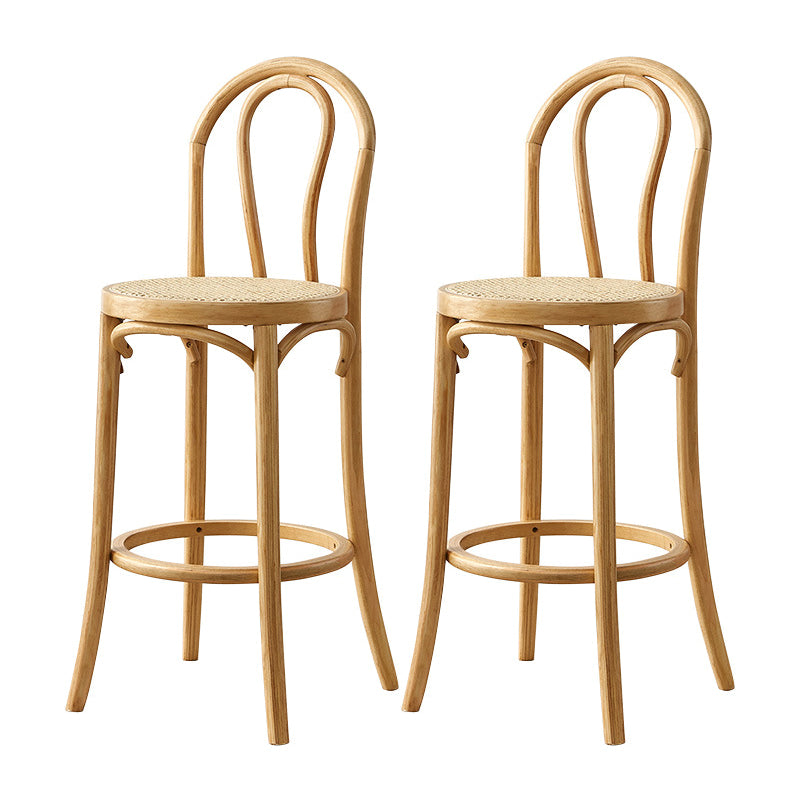 Modern Low Back Bar-stool Round Counter Bar Stool with Wooden Legs