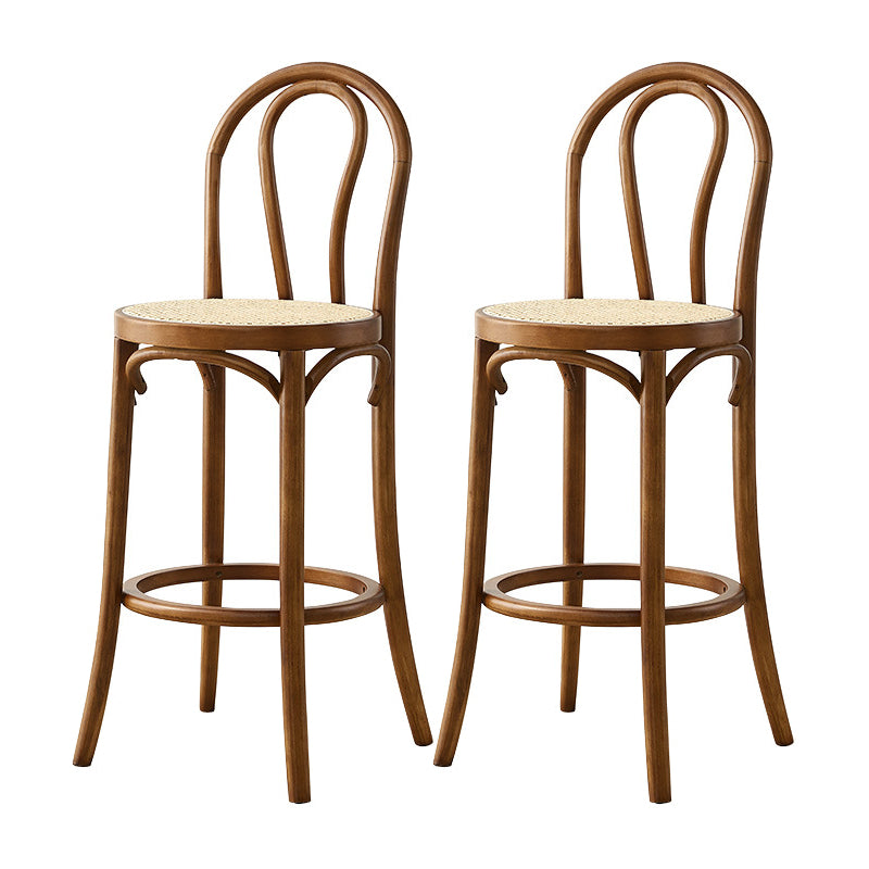 Modern Low Back Bar-stool Round Counter Bar Stool with Wooden Legs