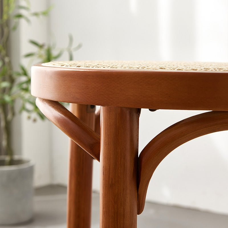 Modern Low Back Bar-stool Round Counter Bar Stool with Wooden Legs