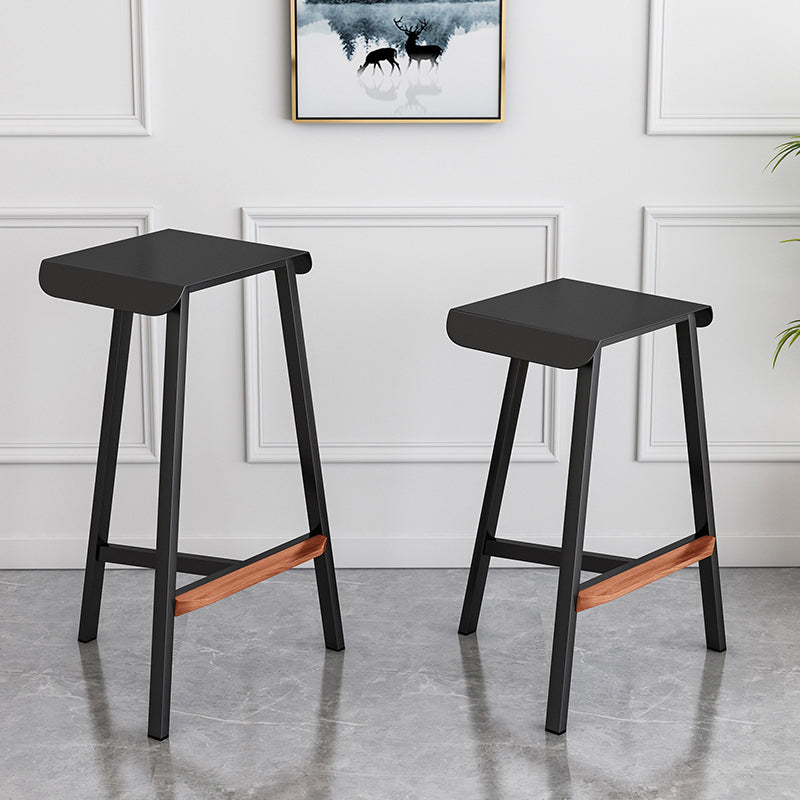 Modern Armless Backless Counter Stool Iron Cafe Bar Stool with Seat and Pedal