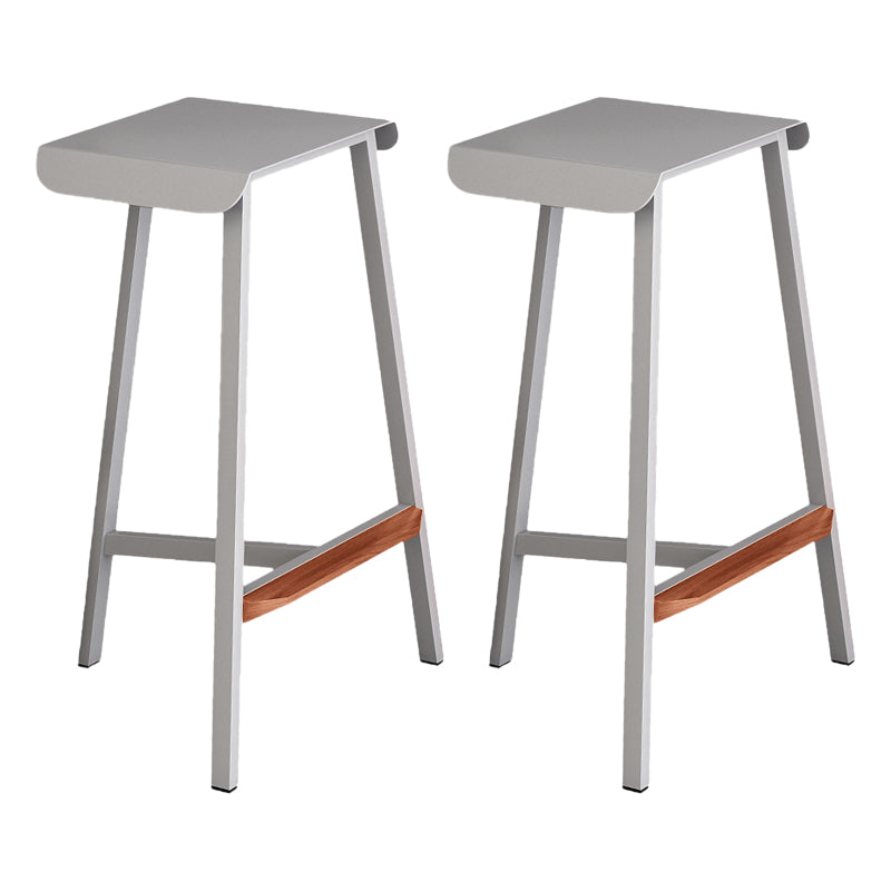 Modern Armless Backless Counter Stool Iron Cafe Bar Stool with Seat and Pedal