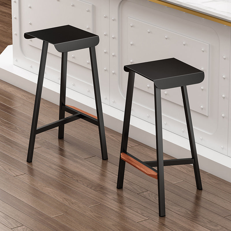 Modern Armless Backless Counter Stool Iron Cafe Bar Stool with Seat and Pedal