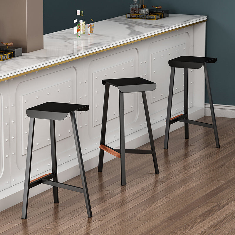 Modern Armless Backless Counter Stool Iron Cafe Bar Stool with Seat and Pedal
