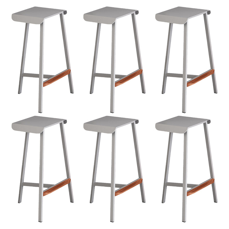 Modern Armless Backless Counter Stool Iron Cafe Bar Stool with Seat and Pedal
